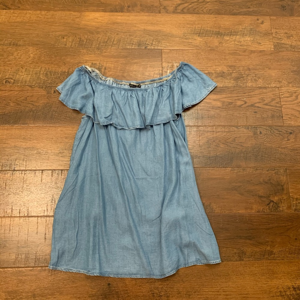 BLUE OFF THE SHOULDER DRESS